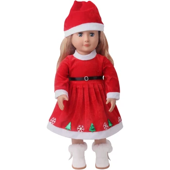 18 inča djevojke lutka haljina zimski Božićni odijelo+šešir фланелевая tkanina američka suknja igračke i pribor pogodni 43 cm, baby lutke dar c951