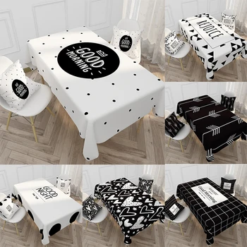 FANLUS vodootporne pamučna posteljina stolnjak pravokutni crno-bijela mrlja linoleum stranka stol poklopac kuće i kuhinje