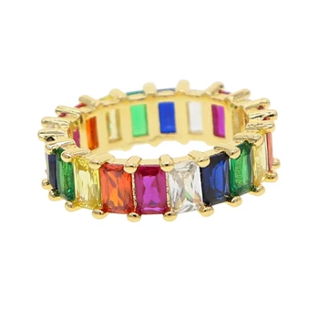 2021 Duga baguette kubni cirkonij cz zlato ispunjen zaručnički prsten Prsten za žene US hot prodaju pad isporuka ženski nakit