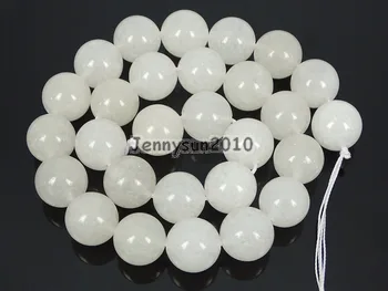 Prirodno bijelo Ja-de Dragulja kamen okrugle perle 15