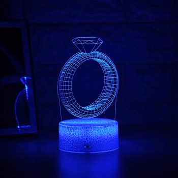 Najnoviji Kid Light Night 3D LED Night Light kreativni stol noćni lampe romantični dijamantni prsten svjetlo djeca грил uređenje doma poklon