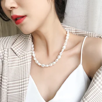 MENGJIQIAO 2019 Novi Elegantan baroka višeslojne imitacija bisera ogrlice metalni dvorac ogrlica ženska moda nakit pribor