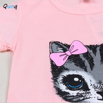 Pamučna haljina djevojke Ljeto svakodnevni crtani mačka predložak Dječje odjeće za 2 3 4 5 6 7 godina djeca odjeću dijete odijelo