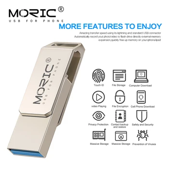 Moric USB Driver pendrive 64GB for IOS USB Flash Drive U disk 16 32GB usb stick 128GB 256GB Pen Drive memoria cel usb za iPhone