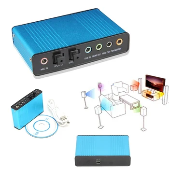 Vanjski USB 5.1 o Zvučna kartica optičkih vlakana laptop PC Zvučnu karticu S / PDIF za HTPC kućno kino video igre