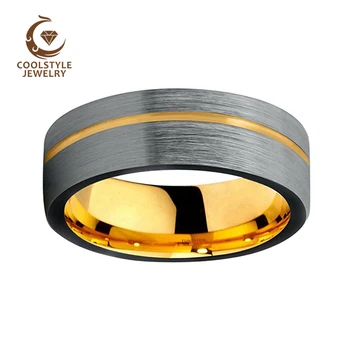 Crno zlato volfram zaručnički prsten za muškarce žene 8 mm s pomakom kanalima četke ugodno slijetanje