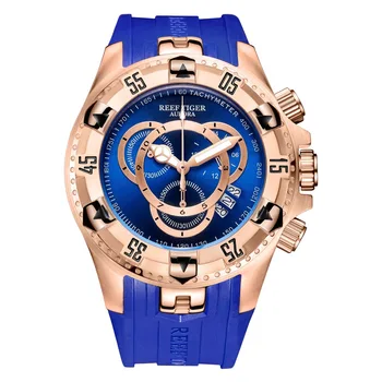 Reef Tiger/RT Top Brand Luxury Sport Watch for Men rose gold plave sat gumeni remen modni satovi Reloj Hombre RGA303-2