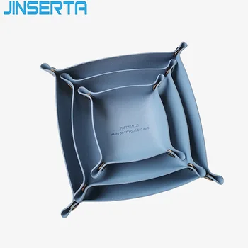 JINSERTA 3pcs umjetna koža na sklapanje polica Jewelry Display Plate Cosmetc Organizer Desktop Home tipke kovanice Sundries Decor polica