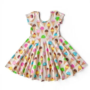 FPZIPE Baby Girls ljetna haljina svakodnevno pamučna haljina kratkih rukava Slatka Ice Cream Print Dress boutique odjeća dječja haljina za djevojčice