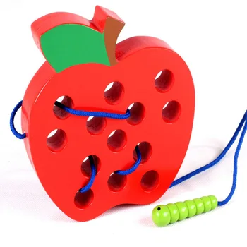 Rano učenje study guide dječja igračka crv jede voće jabuka kruška dijete Montessori beba dijete 3D zabave drvene puzzle igračka za djecu
