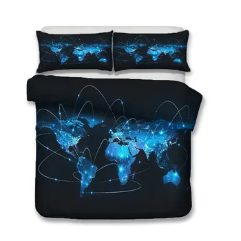 Set posteljina 3D tiskanih deka krevet postavite karta svijeta kućni tekstil za odrasle posteljina s наволочкой #DT05