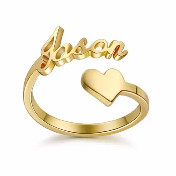 DUOYING Custom Spiral Ring prilagođeno именное prsten sa srcem Custom Nameplate Ring Couple Lover diplomski je bio Uspomena Poklon Gold