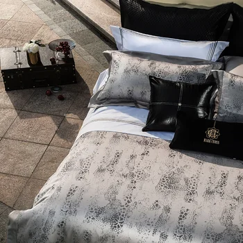 Luksuzni srebrno-siva 1400TC egipatski pamuk posteljinu postaviti obojena pređa жаккардовый леопардовый print dual deka krevetu jastučnice