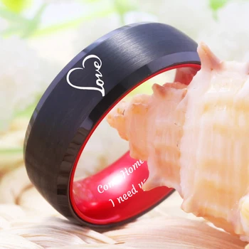 Beskonačnost srce dizajn ljubav prsten za žene gospodo crnci volfram prsten s crvenim jubilarna poklon paketima prstenom Drop shipping RING