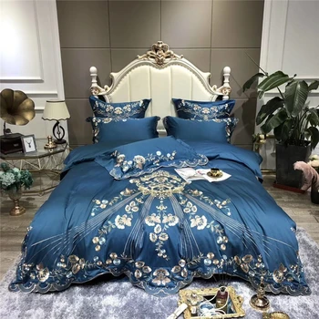 Luksuzni pink Europska Palace komplet posteljinu 1000TC egipatski pamuk zlatni vez deka posteljina ugrađena krevetu jastučnice