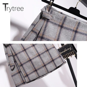 Trytree 2020 Jesen Zima od dva dijela skup svakodnevni O-izrez šal pletenje čvrste slobodni top + suknja pokrivač trapeza mini set 2 kom Set
