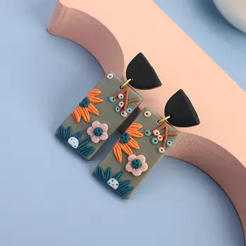 AENSOA novi jedinstveni 3D polimer gline naušnice za žene 2020 moda višebojne puna geometrijski privjesak naušnice stranke nakit poklon