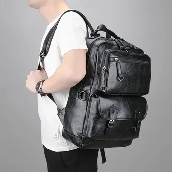 Muške torbe od prave kože 2020 Nova moda torbe od prave kože studentski ruksak za dječaka luksuzni brand veliki laptop