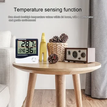 Unutarnji broj LCD-E-mjerač temperature i vlage digitalni termometar hygrometer vremenska stanica budilica HTC-1
