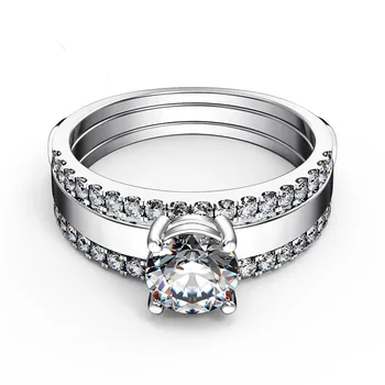 Veličanstveni prsten obećanje 1 karatni dijamant обручальный skup prsten solidan platina 950 prsten za vjenčanje nakit