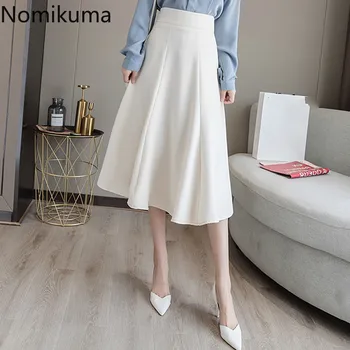 Nomikuma novi dolazak elegantna linija visokim strukom ženska suknja jednobojnu moda suknje ženski korejski stil Faldas Mujer 3c569