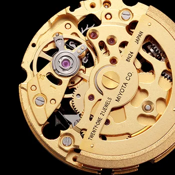 CADISEN mens Top luksuzna marka automatski mehanički sat 8N24 выдалбливают Zlatni kožni svakodnevni posao klasicni ručni sat