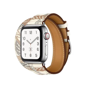 Luksuzni narukvicu od prave kože s dvostrukom petljom za Apple Watch Pojas-38mm 40mm 42mm 44mm Band iWatch Series 3 4 5 6 SE Strap Wristband