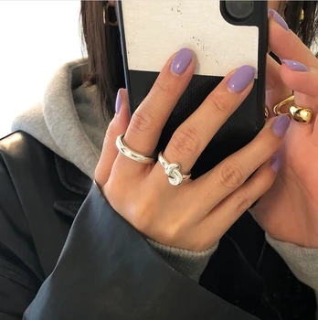 Silvology 925 sterling srebra debeli konop čvor prsten originalnost dizajn industrijski stil Japan prsten za žene minimalistički nakit