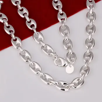 N027 visoke kvalitete! Trgovina na veliko srebrna boja ogrlica, srebrna boja modni nakit 8-obliku ogrlica DGFJGEROCVNHSDGFDDFHDWSFRHJ