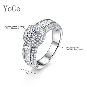 YoGe Wedding&Party Jewelry for Women, R3452 Fashion AAA CZ Solitaire Ring