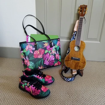 FORUDESIGNS Fashion 2pcs Set Women Luxury bag And Purse Poly Hawaiian Hibiscus Flower Printing Casual Lady ramena Bolsa