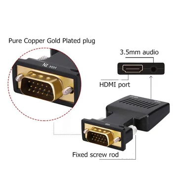 LS VGA Mužjak to HDMI Female pretvarač s audio adapter kablovi 720/80 P za HDTV monitor, projektor za PC laptop TV-Box PS 3 4
