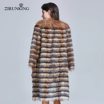 ZIRUNKING 2020 Real Sivler Fox Fur Coa tLuxury ženski prirodni dugo luksuznih odjeća od krzna odjeća za jesen ZC1735