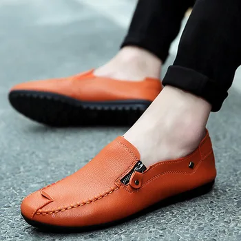 Mekane kožne muške natikače nova Casual cipele i ručne gospodo natikače za muškarce udobne kožne cipele na ravnim potplatima zapatos de hombre