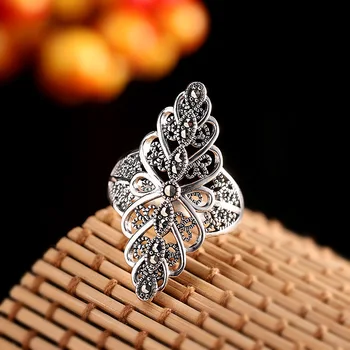 Тайское srebro stare Ženske prstenje Prsten S925 srebra ukras žene mozaik cvijeće prsten dijamant nakit
