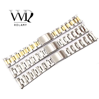Rolamy 19 20mm Top Grade Silver Brushed 316L Solid Stainless Steel Watch Band remen remen narukvice iz kamenice