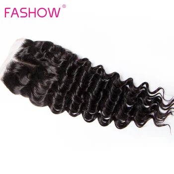 Fashow Hair Deep Wave Human Hair Closure 4X4 Lace Closure Remy Human Hair Closure brazilski kosu Swiss Lace Top Closure