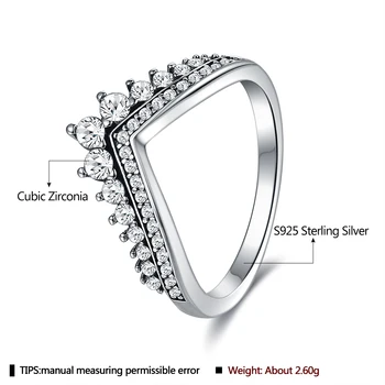 INALIS Real 925 Sterling 5A Clear Cubic Zircon Crown Ring Classic Stackable Silver Jewelry For Women Wedding Anniversary Poklon