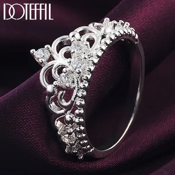 DOTEFFIL srebra 925 Crown AAA Cirkon prsten za žene moda vjenčanja vjenčani Pa party Šarm nakit