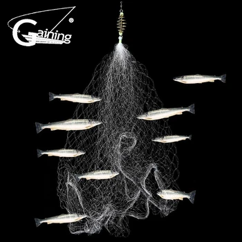 Ribarske mreže 5pcs čvrste bakar zatvarači plitko ribarske mreže s noćnim svetlećim balonima kuglični ležaj čvrsto prsten ribolovni alat priključak